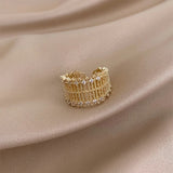 Bague ajustable vintage en cristal et mailles dorées