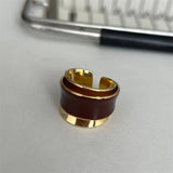 Bague ajustable rétro bicolore or et marron