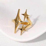 Bague ajustable sculpturale à plusieurs étoiles en or