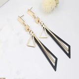 Boucles d'oreilles pendantes vintage noires en forme de triangle