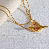 Collier pendentif vintage en or à plusieurs rangs