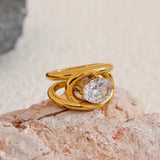 Bague vintage luxueuse avec pierre précieuse