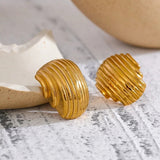 Boucles d'oreilles vintage en or nervurées
