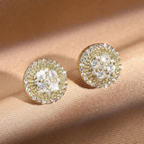 Boucles d'oreilles classiques en or rond avec cristal