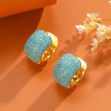 Boucles d'oreilles créoles vintage en or et turquoise bleue