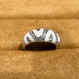 Bague vintage ajustable en argent blanc et zigzag
