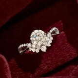 Bague ajustable classique à diamants incrustés et couronne ronde