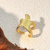 Bague ajustable vintage en or avec étoile de mer