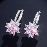 Boucles d'oreilles vintage en argent avec motif floral rose pâle
