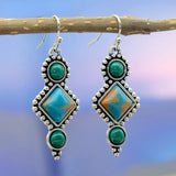 Boucles d'oreilles vintage en pierres précieuses bleues et vertes