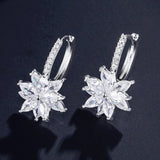 Boucles d'oreilles pendantes vintage en argent avec motif floral