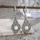 Boucles d'oreilles vintage en argent avec pierre de lune en forme de goutte
