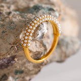 Bague vintage en or avec grappe de perles