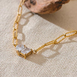 Collier à pendentif en cristal avec chaîne en or