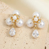 Boucles d'oreilles classiques en forme de fleur avec perles