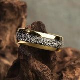 Bague tendance incrustée d'éclats dorés