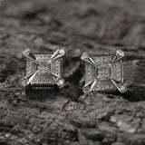 Boucles d'oreilles carrées en argent en forme de griffe de dragon