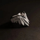 Bague vintage ajustable en argent avec ailes d'ange