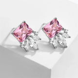 Boucles d'oreilles vintage en argent et cristal rose