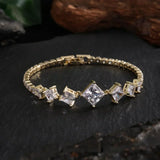 Bracelet vintage géométrique scintillant en or