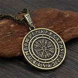 Collier vintage Viking avec boussole et runes