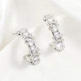 Boucles d'oreilles créoles vintage en argent et cristal