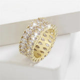 Bague vintage large en cristal doré