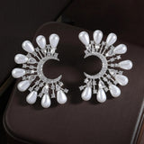 Boucles d'oreilles vintage en argent avec perles et lune