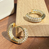 Boucles d'oreilles créoles vintage en cristal et or