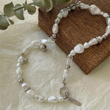 Collier vintage en perles et perles d'argent