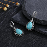 Boucles d'oreilles vintage en argent et turquoise en forme de goutte