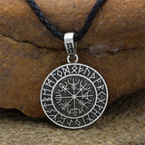 Pendentif boussole nordique Collier runes vikings