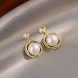 Boucles d'oreilles vintage en or et cristal et perles