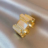 Bague vintage en or géométrique avec perle ajustable