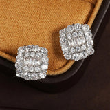 Boucles d'oreilles vintage carrées en argent et cristal