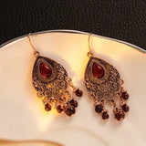 Boucles d'oreilles pendantes vintage en forme de goutte rouge