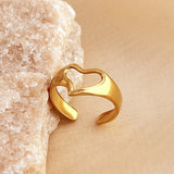 Bague ajustable vintage en or avec cœur ajouré