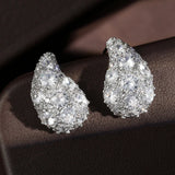 Boucles d'oreilles vintage en argent en forme de goutte d'eau scintillante