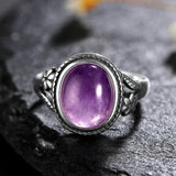 Bague vintage ovale avec pierre améthyste