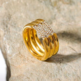 Bague vintage à trois rangées en or