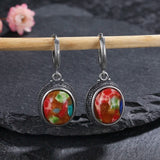 Boucles d'oreilles ovales multicolores en argent