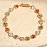 Bracelet vintage en or avec cœur et arc-en-ciel