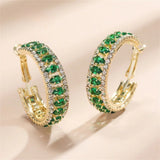Boucles d'oreilles créoles vintage en cristal vert