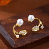 Boucles d'oreilles vintage en or avec perles tulipes
