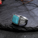 Bague vintage en argent avec accent turquoise