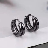 Boucles d'oreilles vintage noires à double anneau