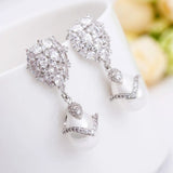 Boucles d'oreilles vintage en argent étincelant et perles