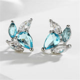 Boucles d'oreilles vintage aqua et cristal blanc