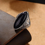 Bague vintage en argent avec pierre ovale Midnight