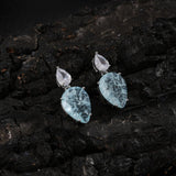 Boucles d'oreilles pendantes vintage en argent et aigue-marine